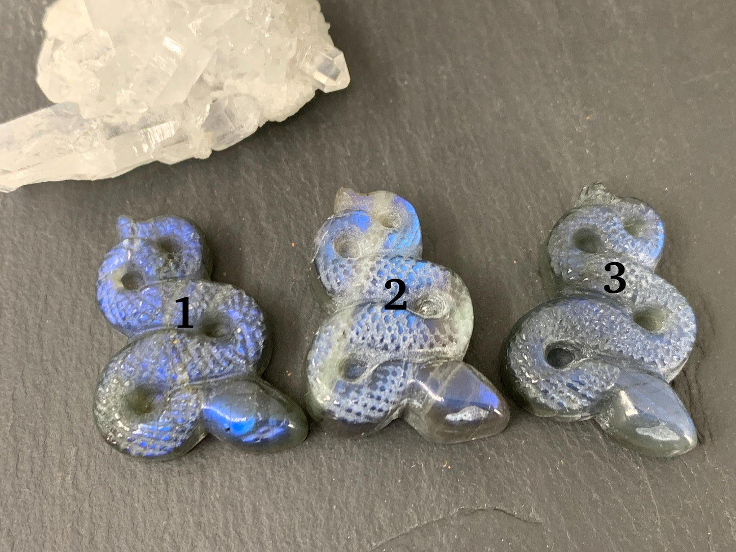 Labradorite Snake Carving - Flat Back Snake carving