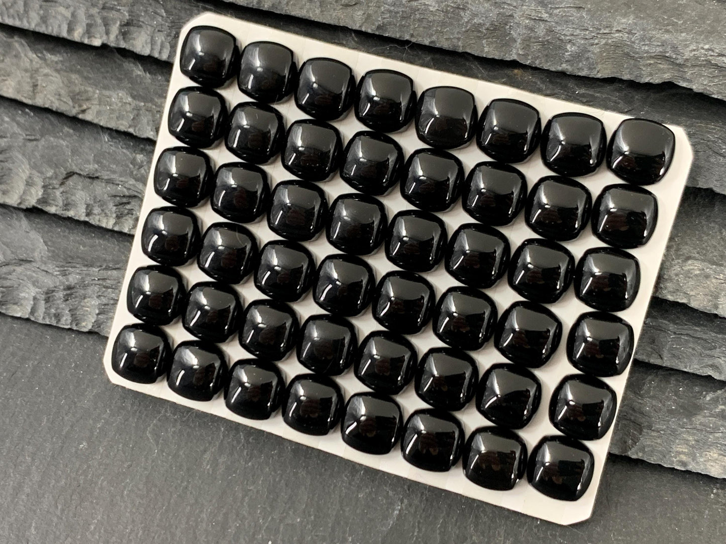 Black Agate Square Cushion 8mm Calibrated Cabochon - Natural Gemstone