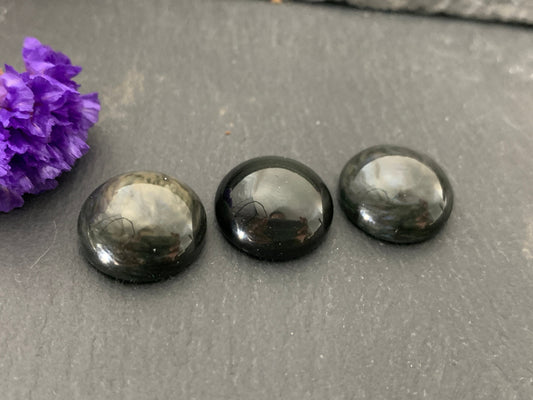 Rainbow Obsidian round 15mm cabochon - Calibrated cabochons
