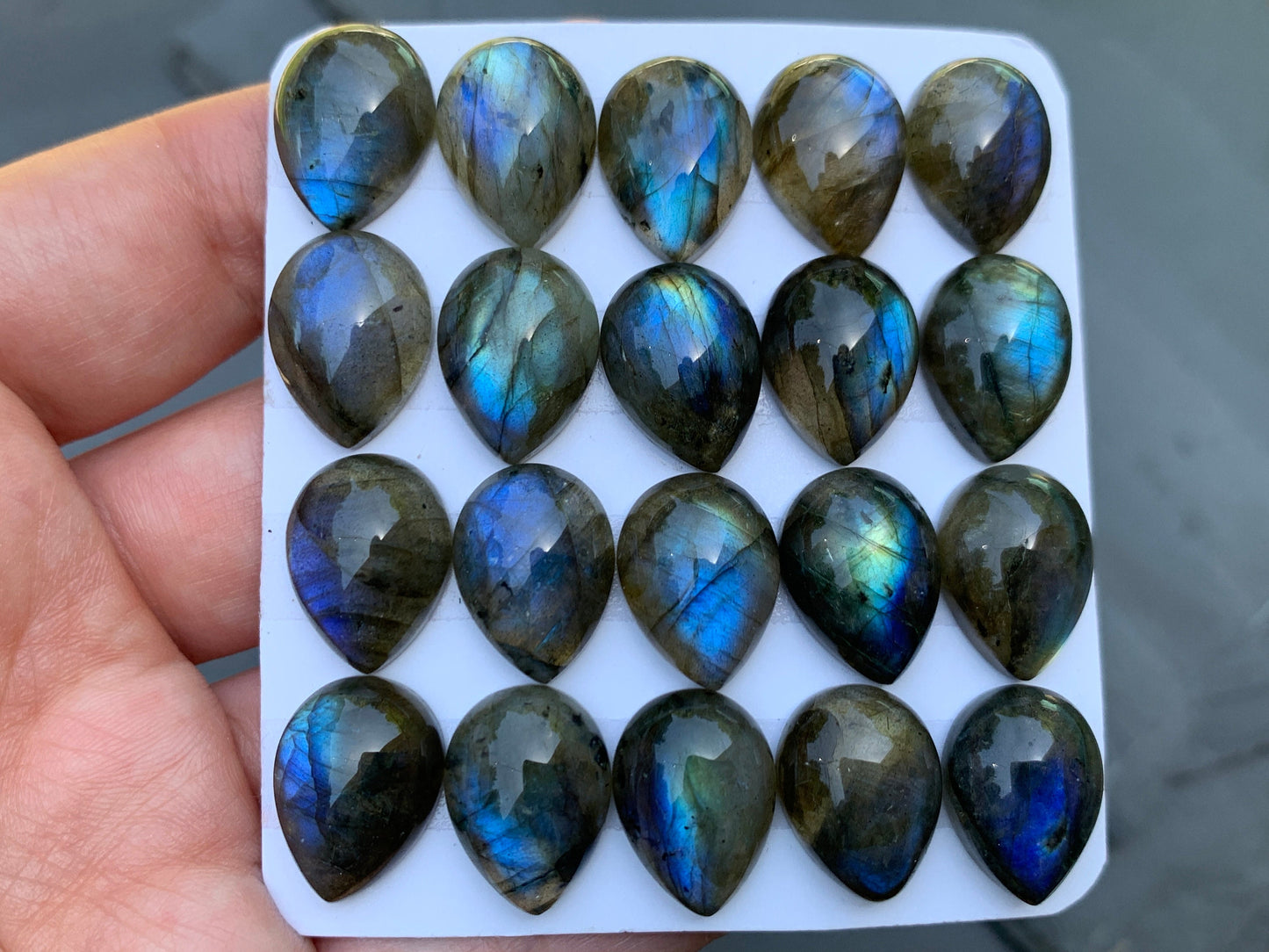 Labradorite pear 12x16mm cabochon - Calibrated Cabochons