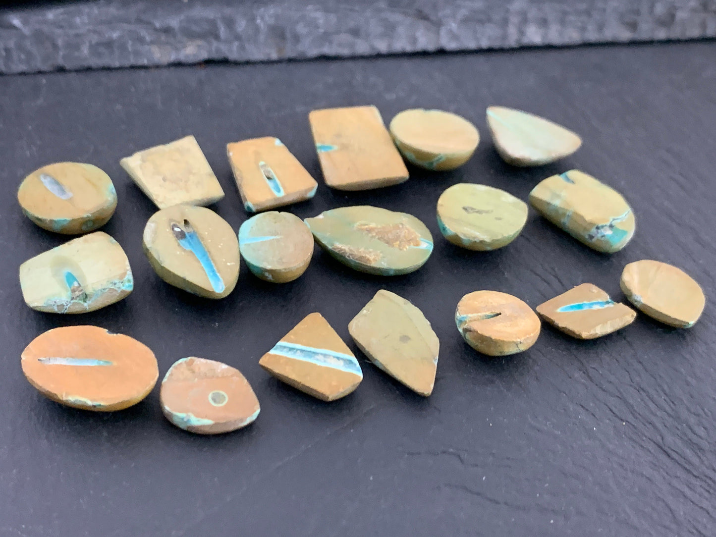 Tibetan Turquoise mixed shapes 13-19mm long cabochon