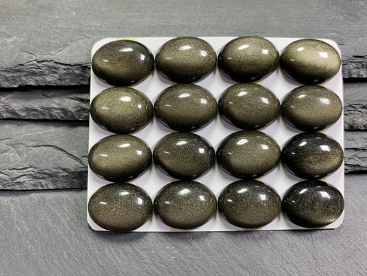 Gold Obsidian oval 15x20mm cabochon - Calibrated cabochons