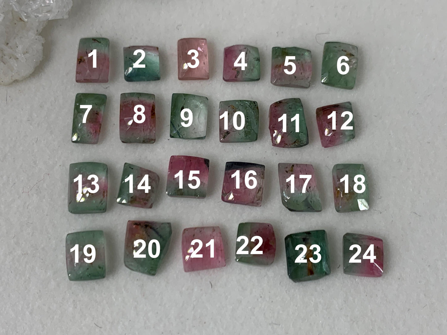 Faceted Watermelon Tourmaline rectangle 5-7mm long cabochon - Second Quality Tourmaline