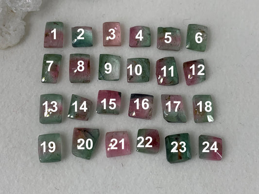 Faceted Watermelon Tourmaline rectangle 5-7mm long cabochon - Second Quality Tourmaline