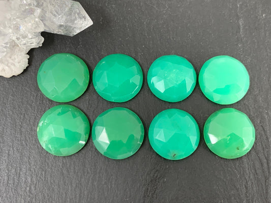 Faceted Chrysoprase round 14mm cabochon