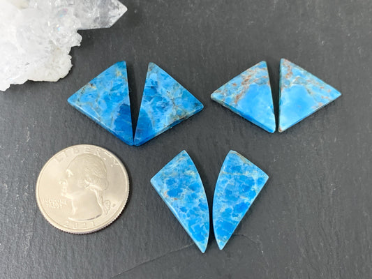 Apatite trillion, free form 20-25mm long cabochon - Buy by pair