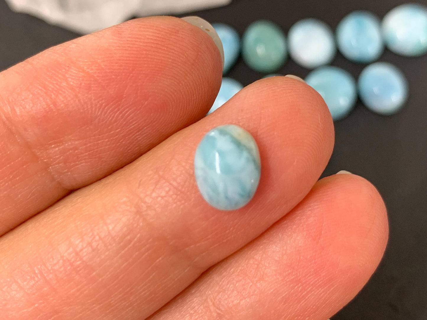 Larimar 8-11mm long cabochon