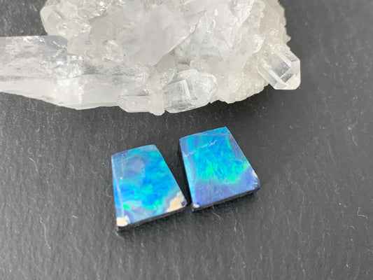 Australian Opal doublet 8x9x3.5mm pair of cabochons