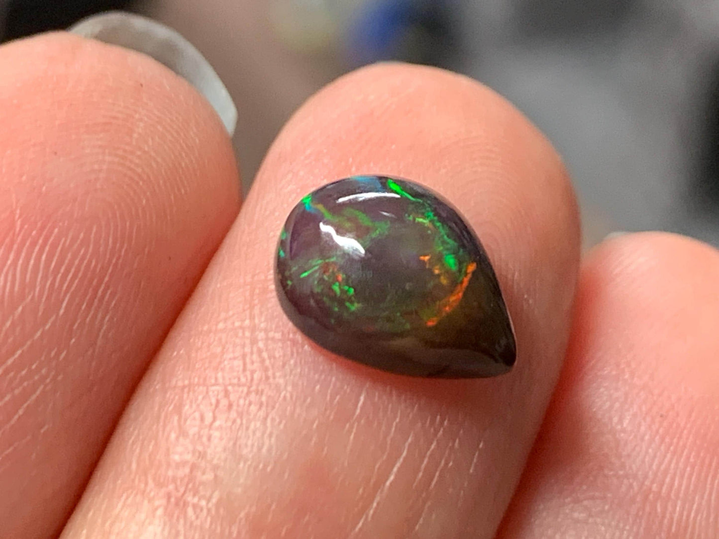 Natural Ethiopian Black Opal 8x10x4mm cabochon