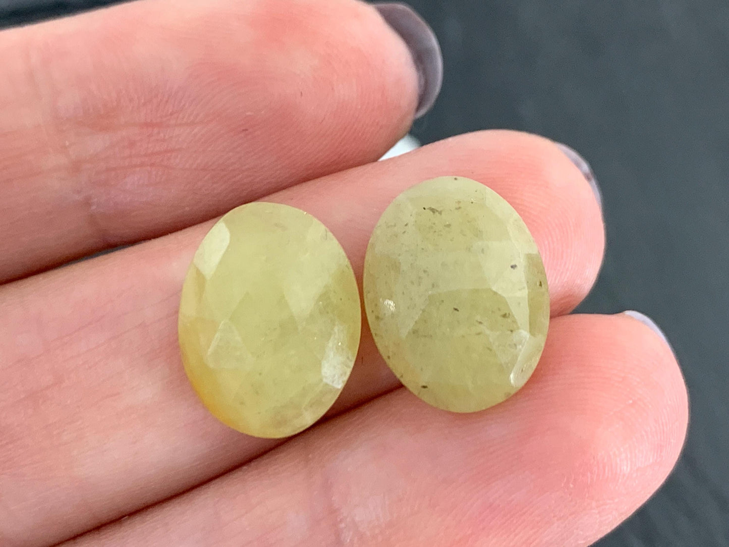 Faceted Yellow Sapphire pair 11x14x5mm cabochon
