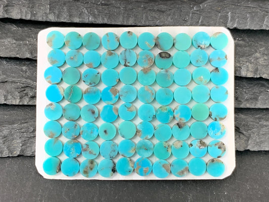 Flat Turquoise round 5mm cabochon - Calibrated cabochons