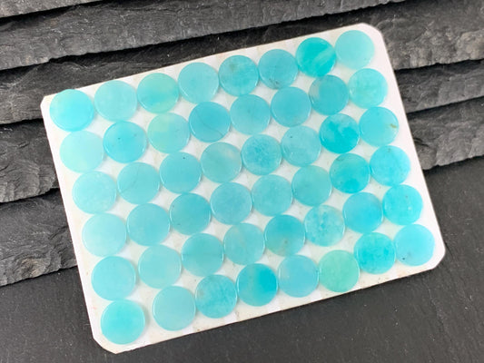 Flat Amazonite Cabochon - Natural 8mm Round Flat Stone, Calibrated Gemstone for Jewelry