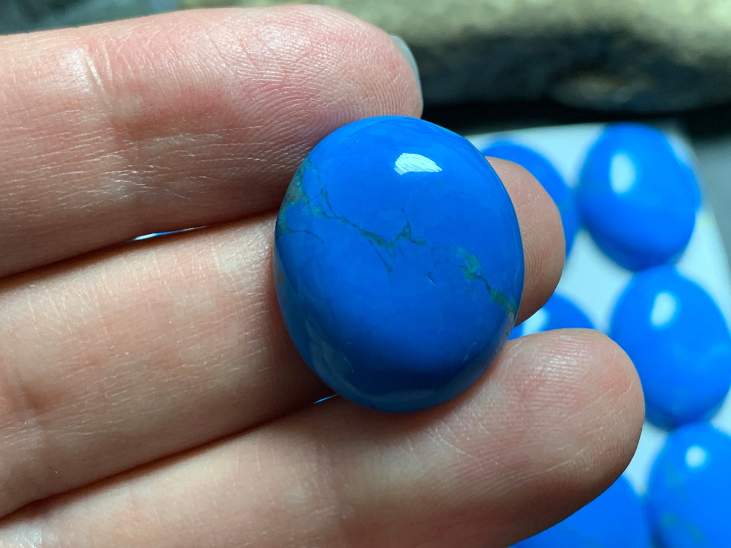 Blue Howlite cabochons 18x22mm - Calibrated cabochons