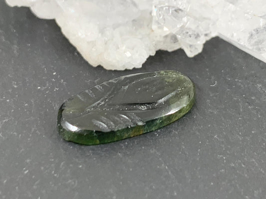 Carved Tourmaline 8x17x2.5mm cabochon