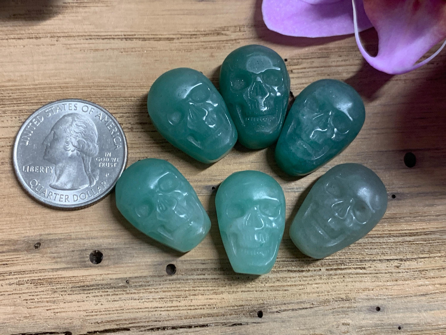 Green Aventurine Skull, Hand Carved Crystal Decor, Polished Gem