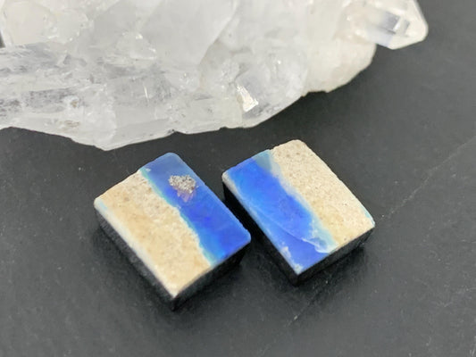 Australian Opal doublet 8x10x3mm pair of cabochons