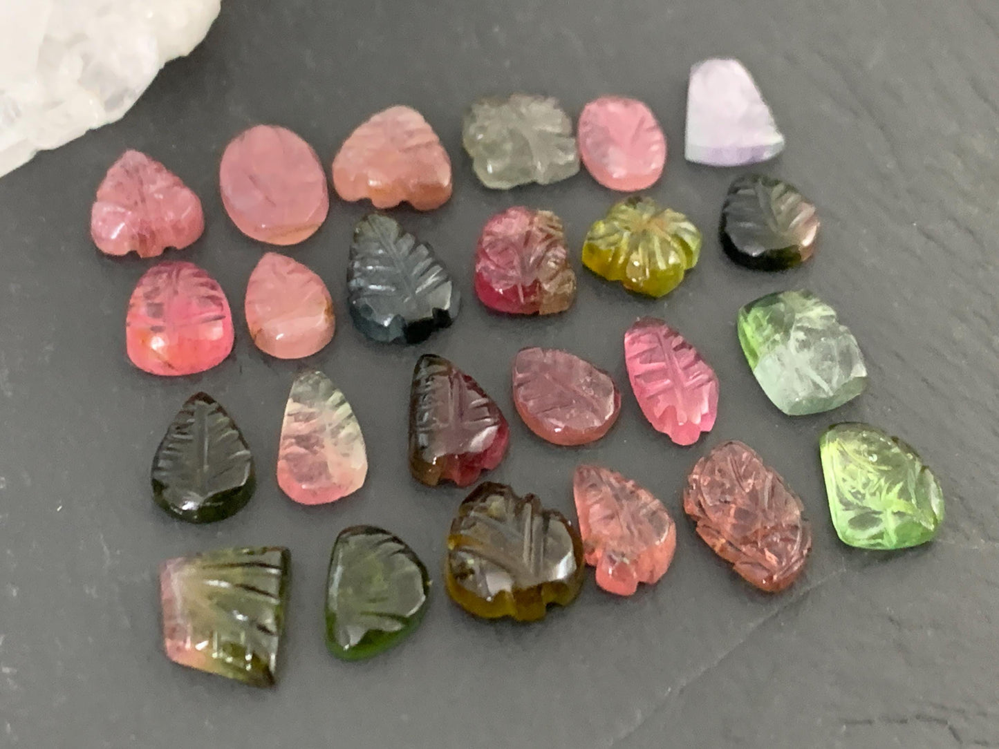 Carved Tourmaline free form 9-12mm long cabochon