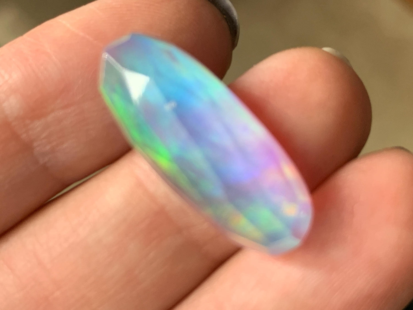 Faceted  Aurora Opal oval 10x25mm cabochons - Doublet cabochons