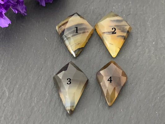 Faceted Montana Agate kite 10-12mm long cabochon