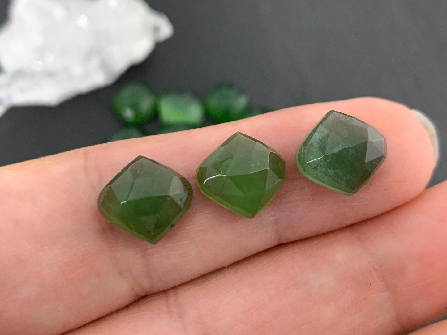 Faceted Serpentine marquise 10mm cabochon
