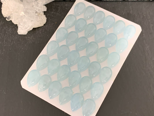 Aquamarine pear 8x12mm cabochon- Calibrated Aquamarine