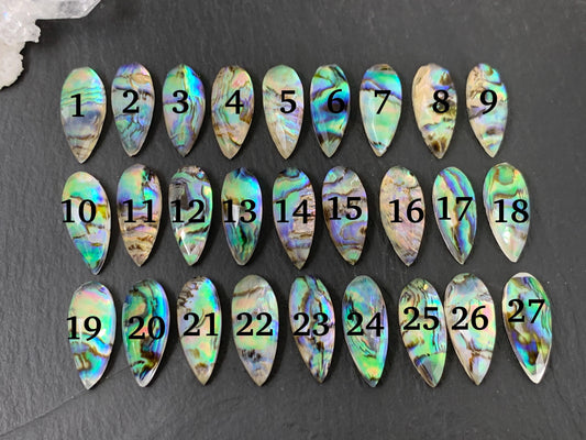 Faceted Abalone pear 8x20mm doublet cabochon