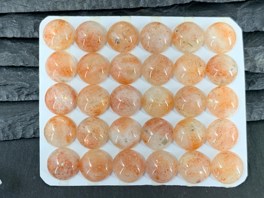 Sunstone round 12mm cabochon - Calibrated cabochons