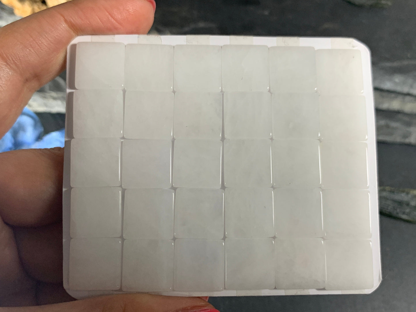 Flat White Quartzite square 12x12mm cabochon - calibrated cabochons