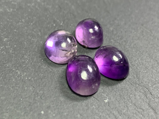Amethyst 10-11mm long cabochon - lot of 4- Amethyst from Madagascar