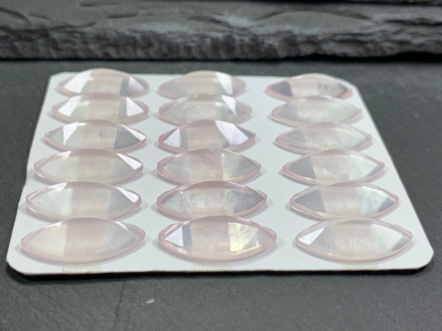 Faceted Rose Quartz marquise  10x20mm cabochon - Calibrated cabochons