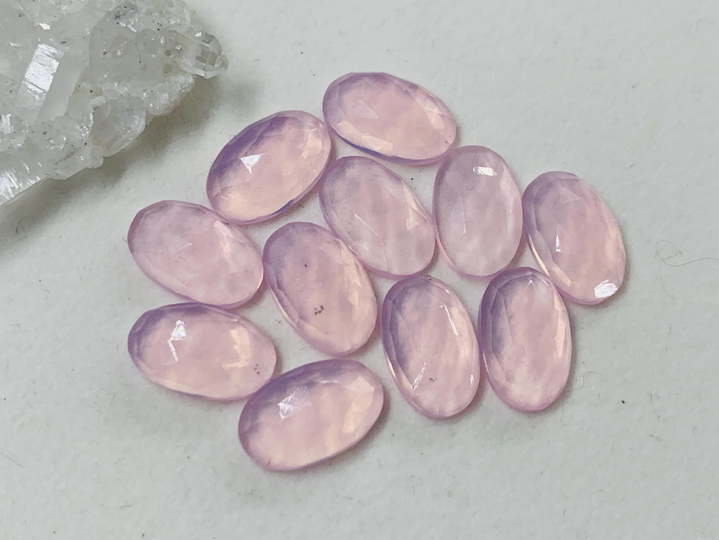 Faceted Rose Quartz oval 10x16mm cabochon - Lab created