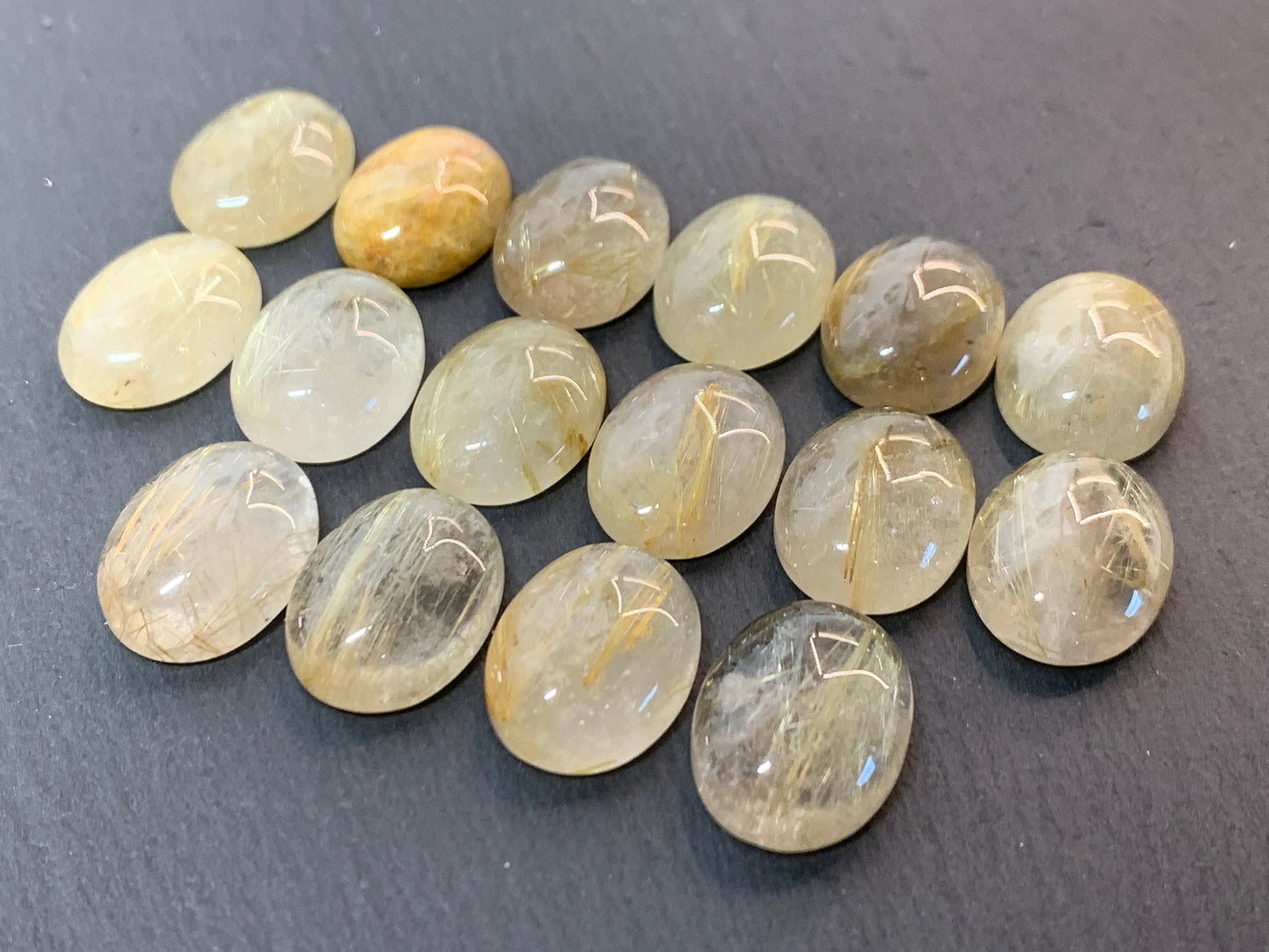 Rutilated Quartz oval 15x20mm cabochon - Calibrated cabochons