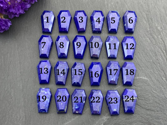 Faceted Lapis Lazuli coffin 10x16mm cabochon