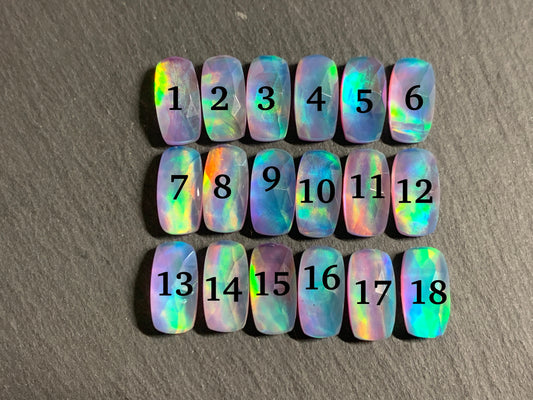 Faceted Aurora Opal oval 7x14mm cabochon - Doublet cabochons