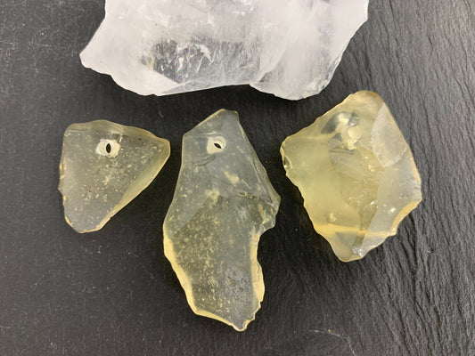 Drilled Libyan Desert Glass 24-45mm long
