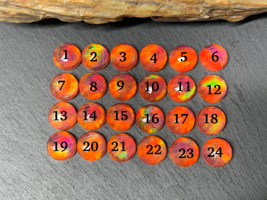 Faceted  Aurora Opal round 10mm cabochon - Doublet cabochons