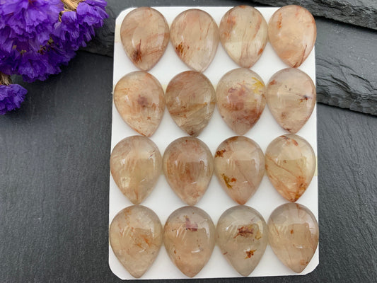 Blood Quartz pear 15x20mm cabochon - Calibrated cabochons