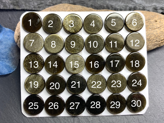 Flat Gold Obsidian round 12mm Cabochon - Calibrated cabochons
