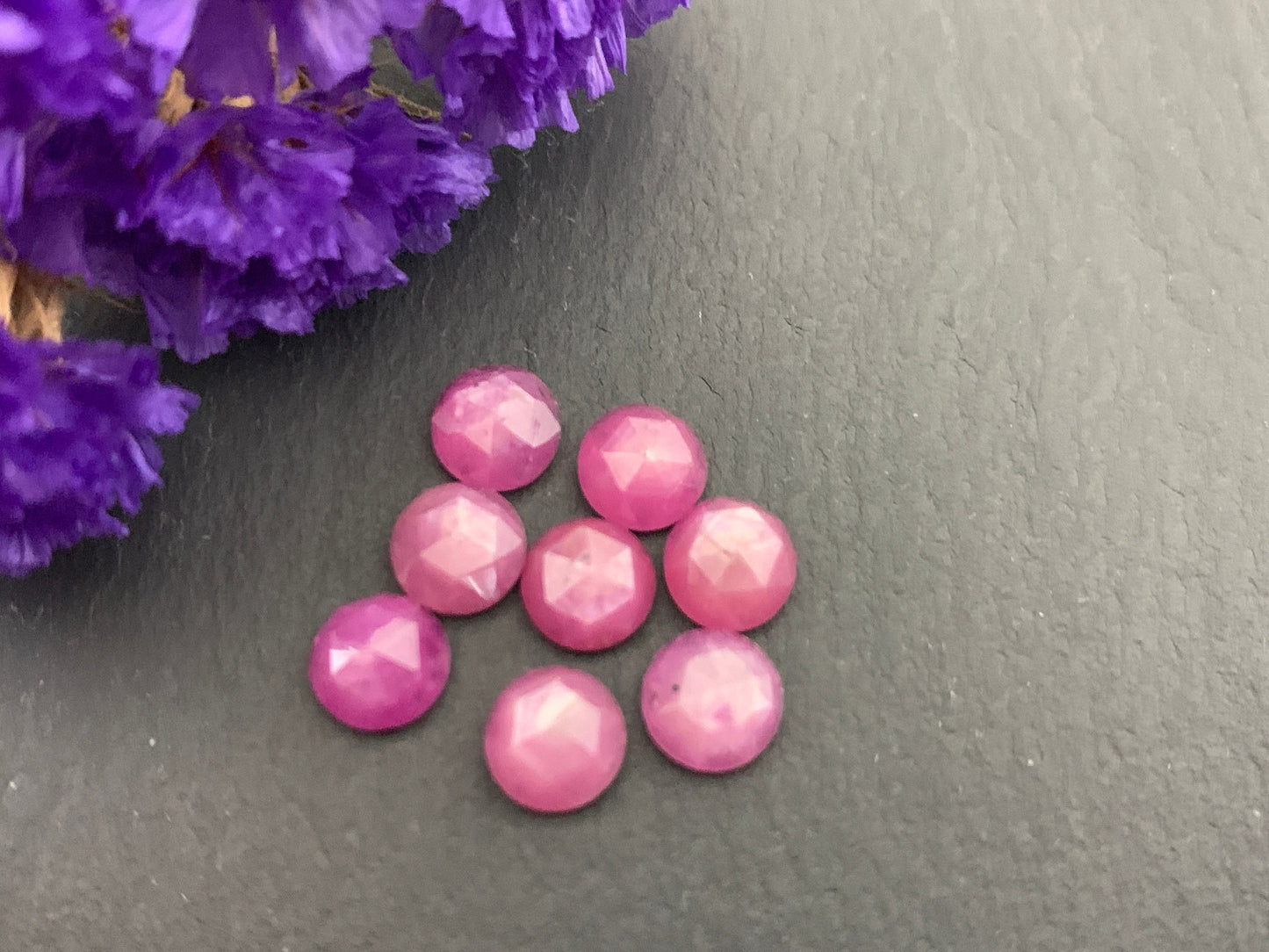 Faceted Silky Star Sapphire round 6mm Cabochon/ Light pink