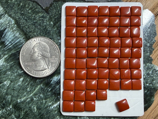 Red Jasper Square 6mm Cabochon - Natural Calibrated Gemstone Stone