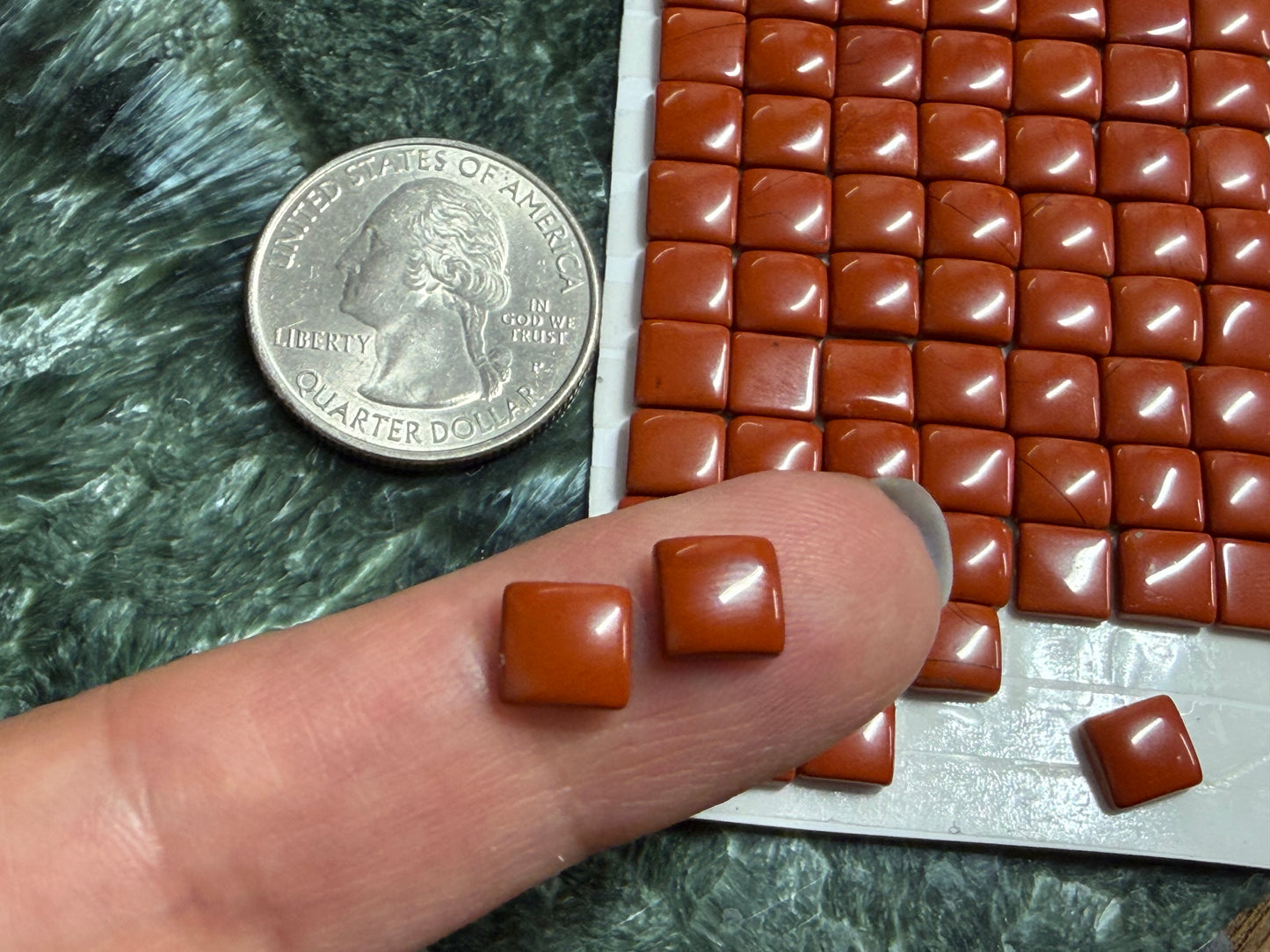 Red Jasper Square 6mm Cabochon - Natural Calibrated Gemstone Stone