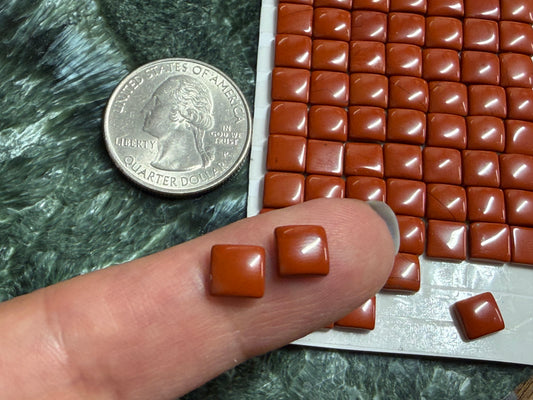 Red Jasper Square 6mm Cabochon - Natural Calibrated Gemstone Stone