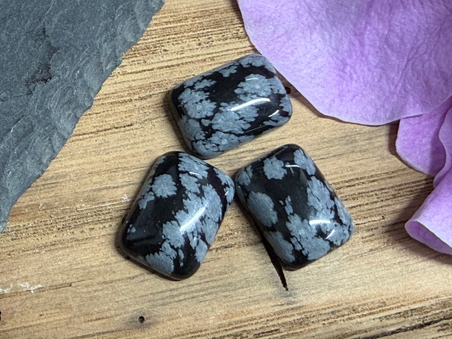 Snowflake obsidian 13x18mm cabochon - Calibrated cabochons