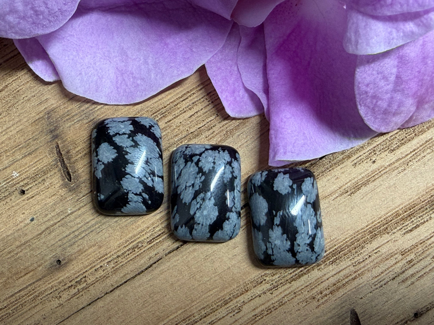 Snowflake obsidian 13x18mm cabochon - Calibrated cabochons
