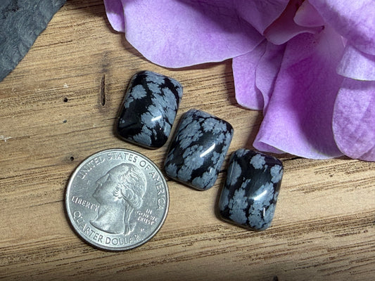 Snowflake obsidian 13x18mm cabochon - Calibrated cabochons