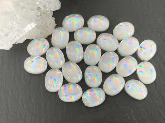 Mystic Rainbow Quartz oval 6x8mm cabochon doublet