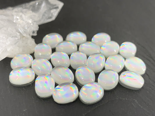 Mystic Rainbow Quartz oval 6x8mm cabochon doublet