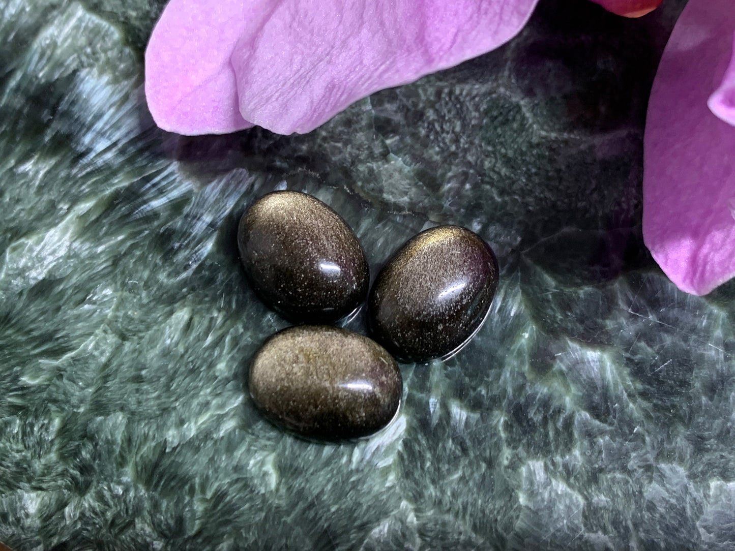 Gold Obsidian oval 12x16mm cabochon - Calibrated Cabochons