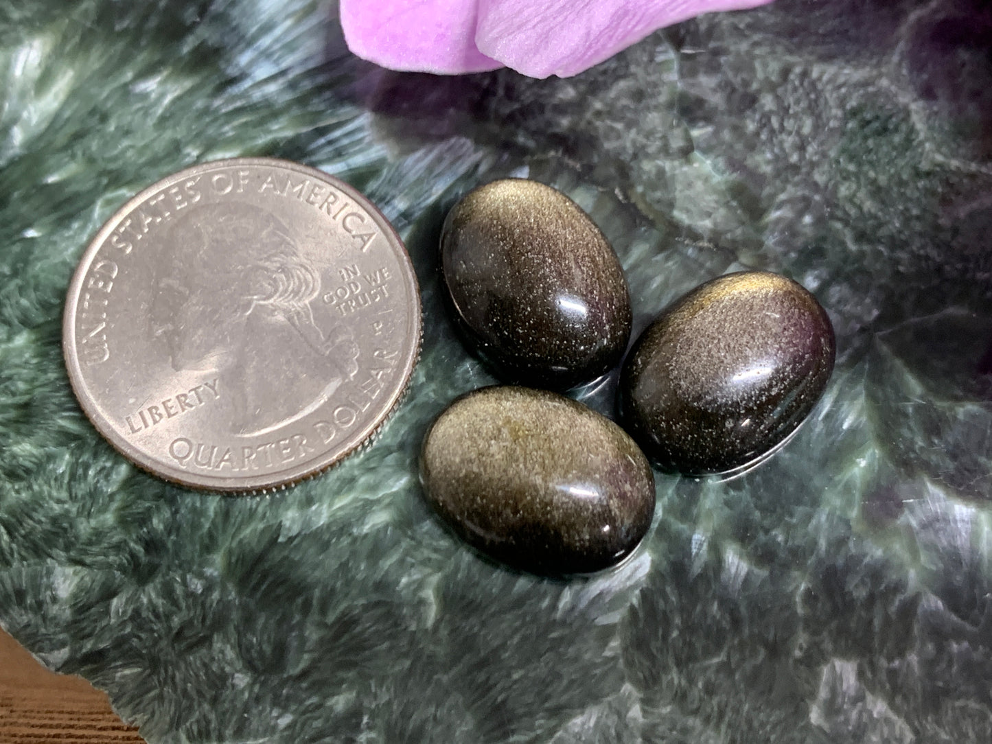Gold Obsidian oval 12x16mm cabochon - Calibrated Cabochons