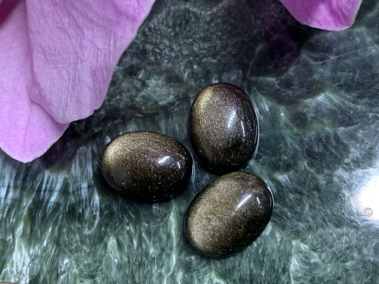 Gold Obsidian oval 12x16mm cabochon - Calibrated Cabochons